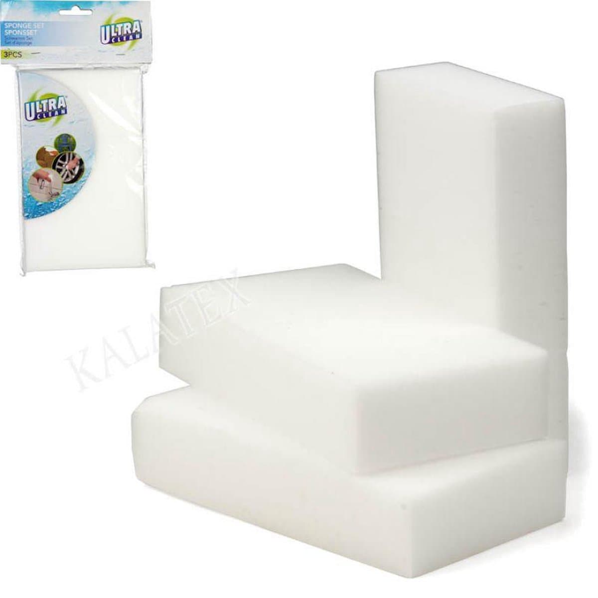 Ultra Clean Magic Sponge Set - Wit, 3 stuks