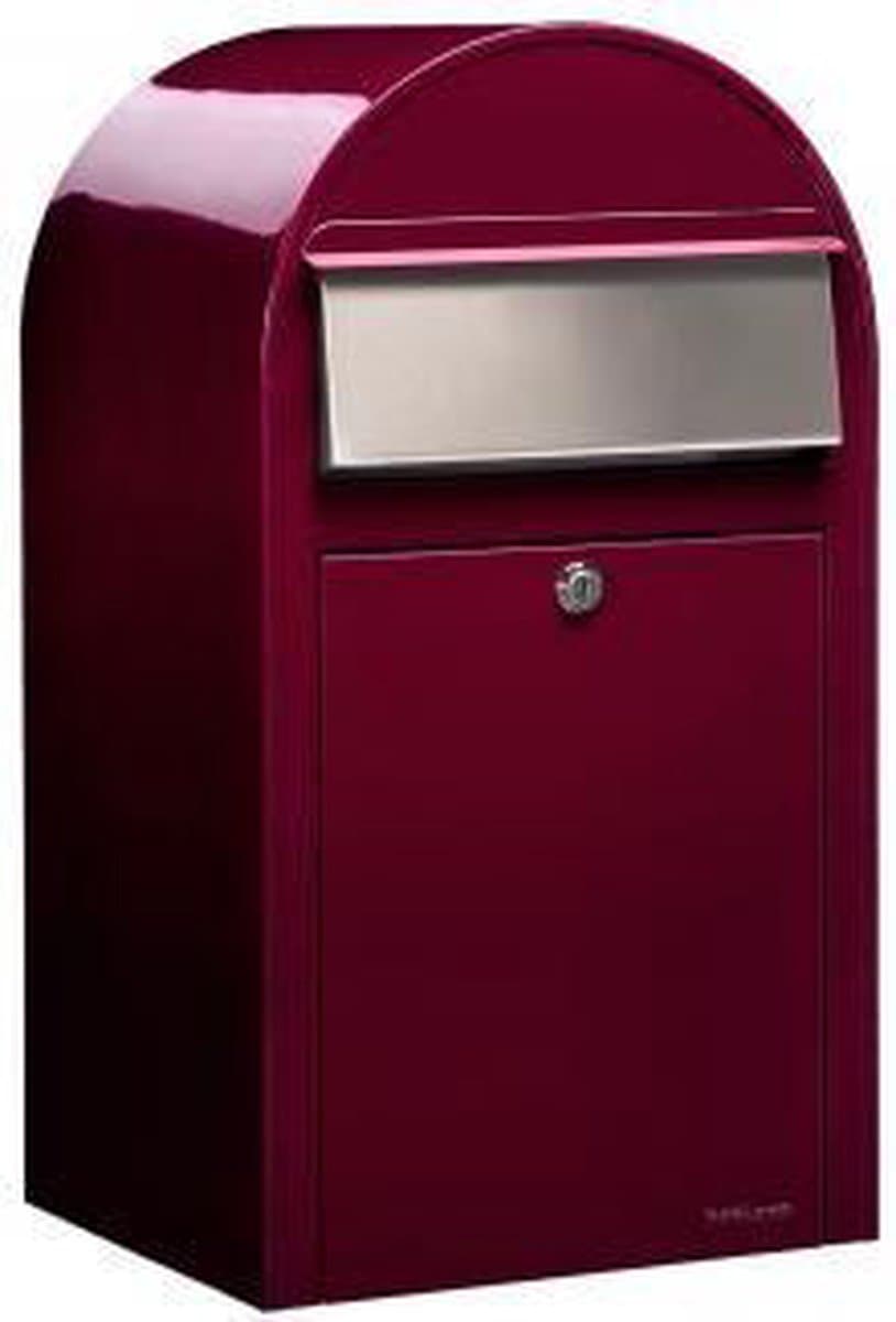 BOBI Brievenbus Grande - RAL 3005 - Bordeauxrood en RVS Klep
