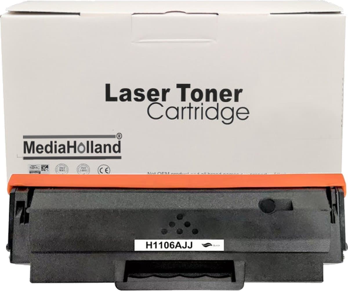 MediaHolland - Huismerk Toner 106X, W1106X geschikt voor HP Laser Printers - 1x Zwart - Toners Cartridges - Zwart: 5000 Pagina's
