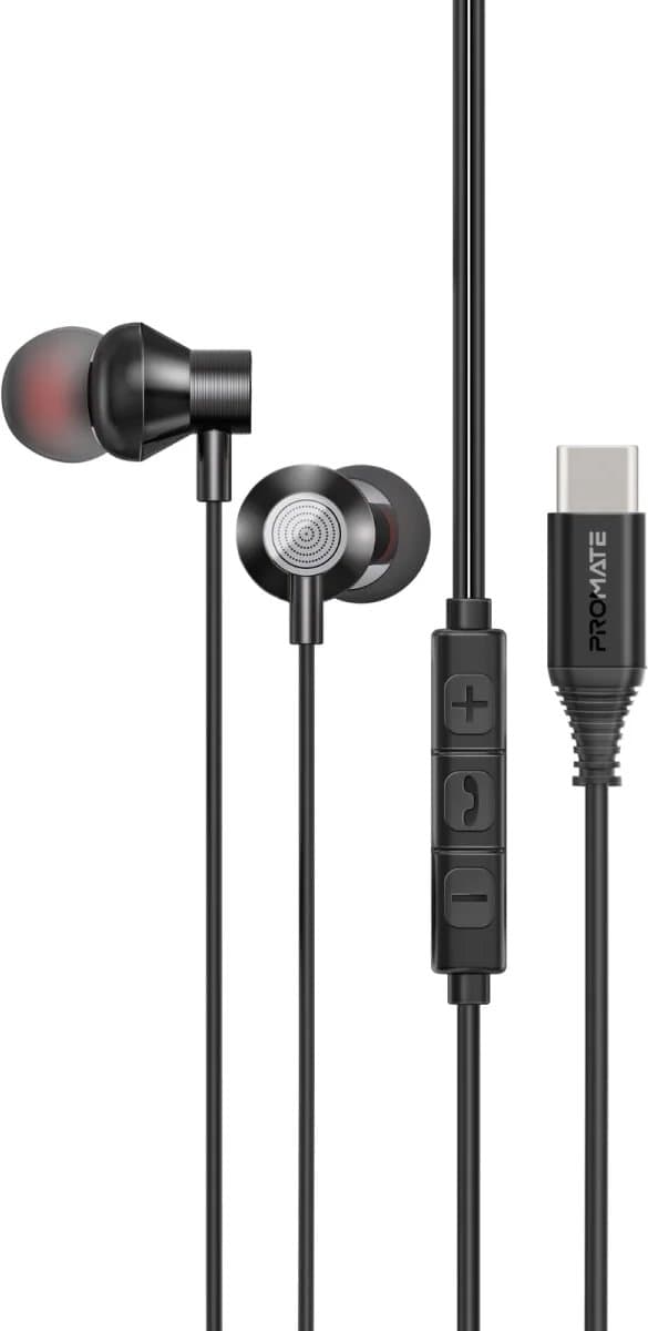ProMate® Silken-C - In-Ear USB-C Wired Earphones - Ergonomisch Ontwerp - Metalen Behuizing - In-Line Controls - Kristalheldere Gesprekken - Diepe Basrespons - Voor Tablets en Smartphones - Hoogwaardige Geluidskwaliteit