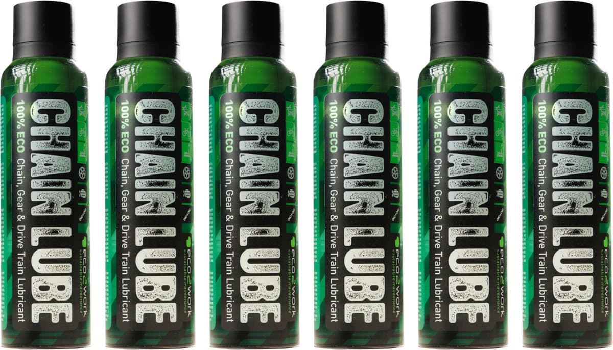 Eco2work kettingspray - 6 x 200ml (1200ml) - Kettingreiniger - Biologische afbreekbare kettingspray - Kettingspray fiets - Kettingvet - Smeermiddel - Kettingolie - Duurzaam