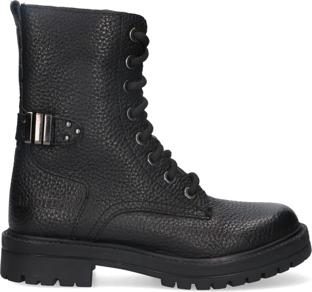 Braqeez 424761-589 Meisjes Veterboots - Zwart - Leer - Veters