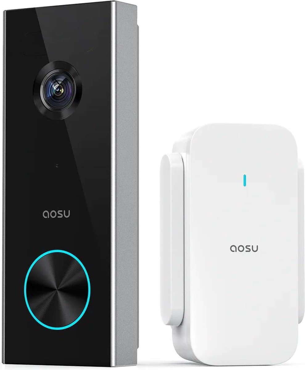 AOSU Video Doorbell Pro - 2K Video Deurbel met AOSUBase - Anti-diefstal Alarm - Google & Alexa