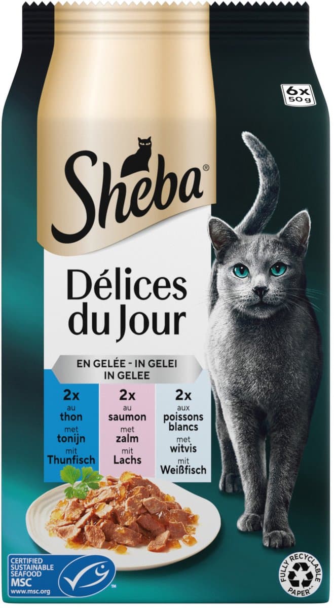 Sheba Delicatessen in gelei tonijn en zalm multipack