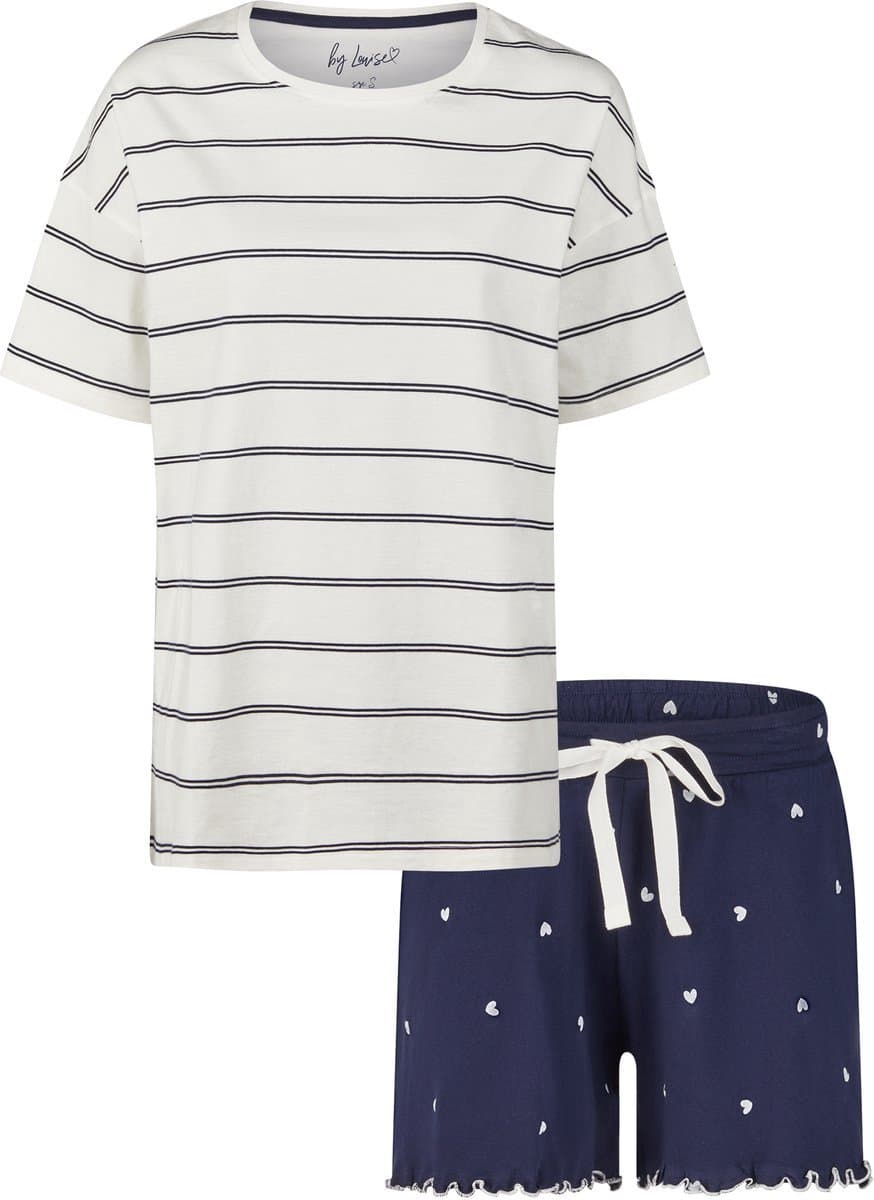 By Louise Dames Korte Pyjama Set Shortama Off-White - Maat L