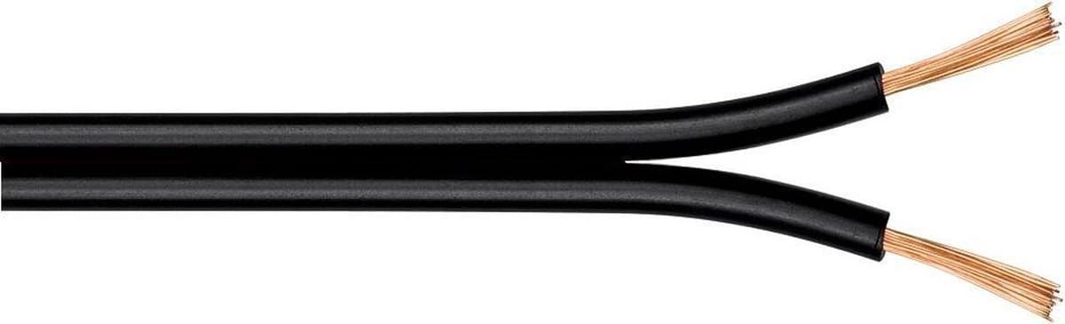 Luidspreker kabel (CCA) - 2x 0,75mm² / zwart - 100 meter