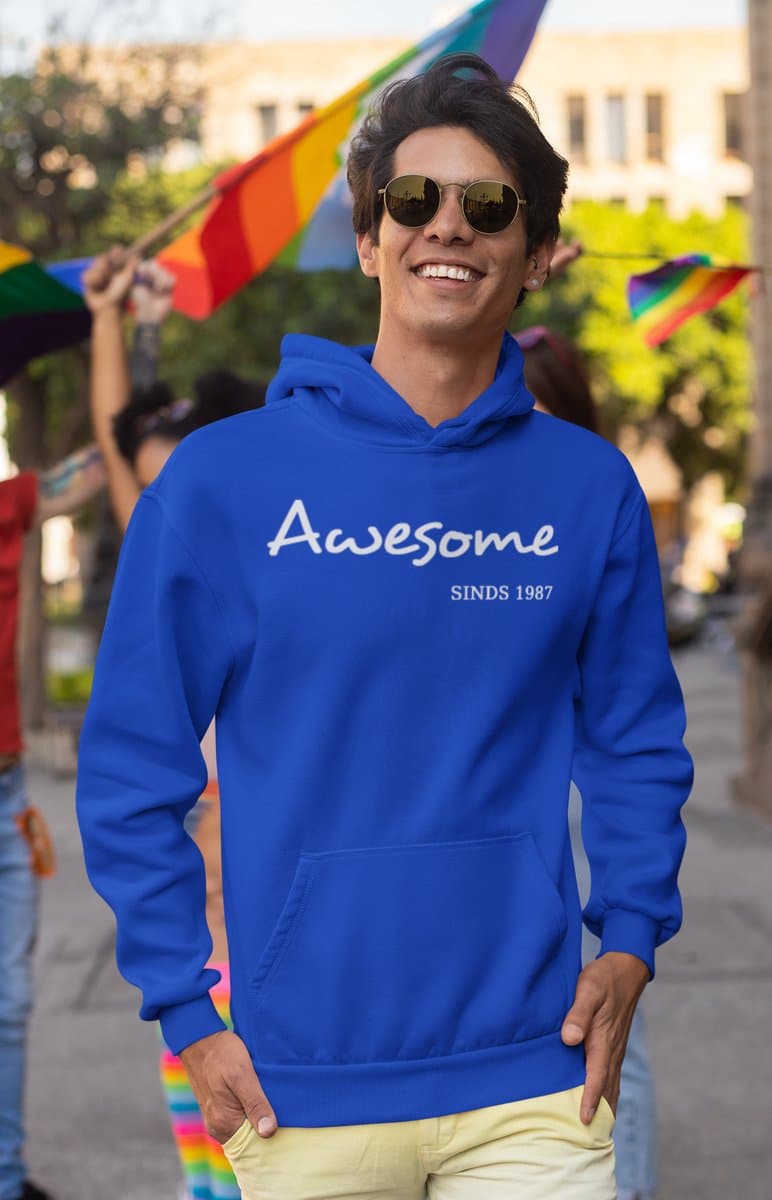 1987 Verjaardagscadeau heren - Blauwe Hoodie heren met capuchon XXL - Awesome - Hoodies