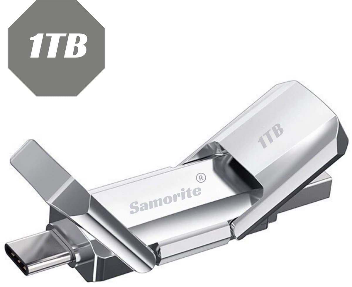 Usb Stick - USB-Sticks - 1TB - Snelle overdracht - USB A en USB C - Universeel - Geschikt voor laptops, smartphones, Pc´s en tablets - IOS en Android - Design product