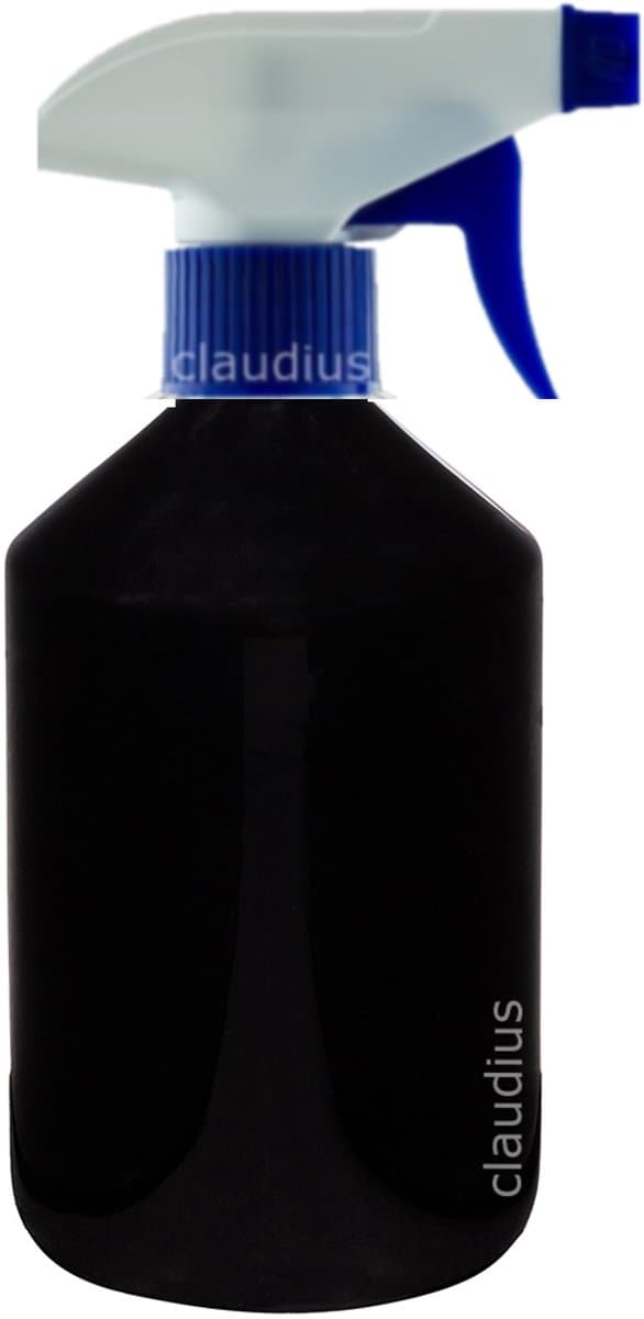 Lege Plastic Fles 500 ml zwart met Blauwe spraykop - set van 10 stuks - navulbaar - leeg
