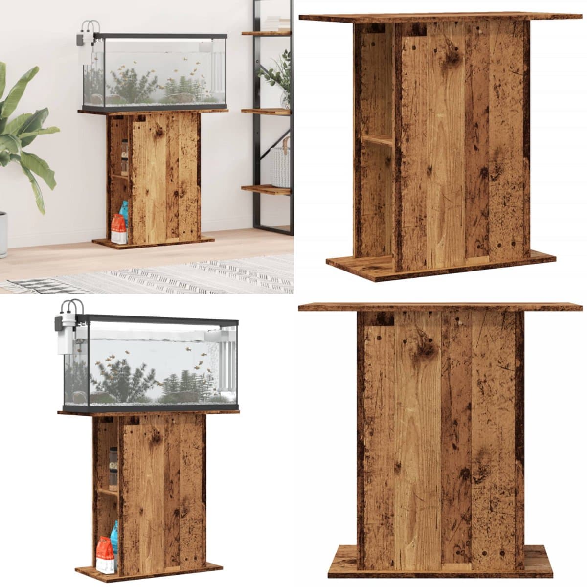 vidaXL - Aquariumstandaard - Oud - Hout - 36x75x72,5 - cm - Bewerkt - Hout