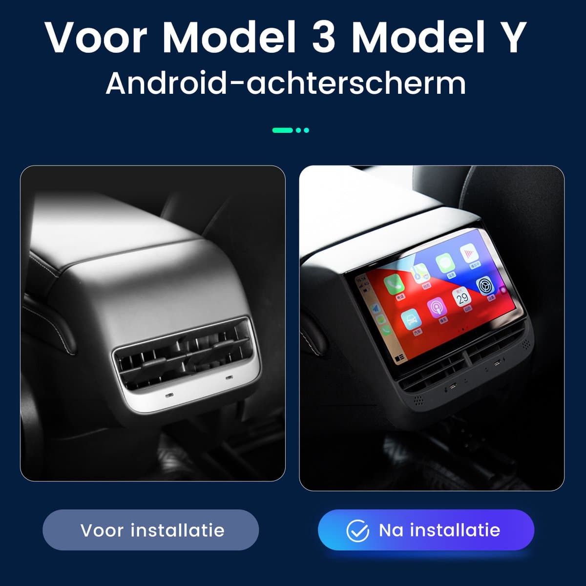 JUNSUN TS7 Serie - Geschikt voor Tesla Model 3/Y 2019-2023 Achterbank-systeem - AC Bediening + 7" WiFi - CarPlay & 32GB
