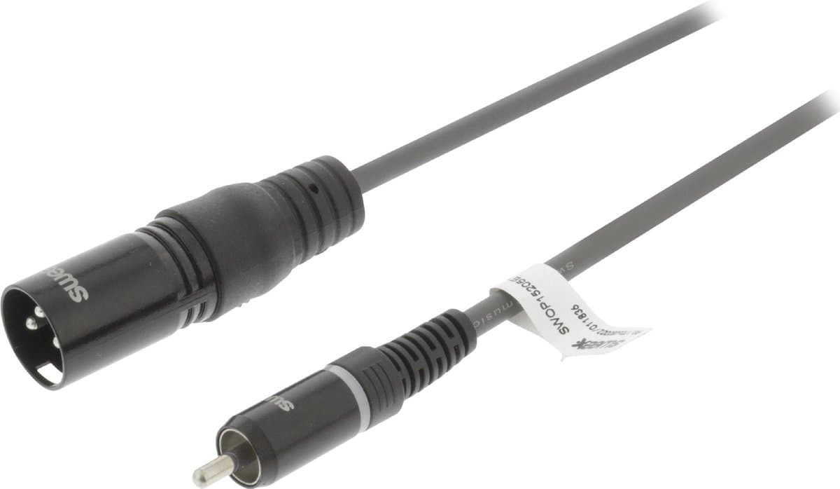 Sweex SWOP15205E50 Xlr Mono Kabel Xlr 3-pins Male - Rca Male 5.0 M Donkergrijs