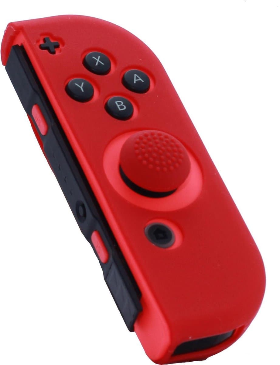 Silicone Skin voor Joy Con Controller - Rechts - Rood + Grips - geschikt voor Nintendo (OLED) Switch