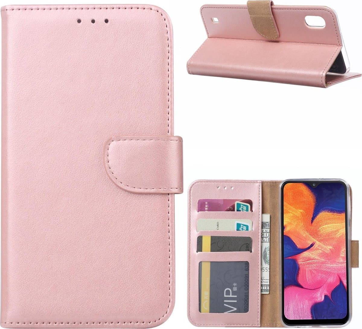 Samsung Galaxy M10 Hoesje Rose met Pasjeshouder