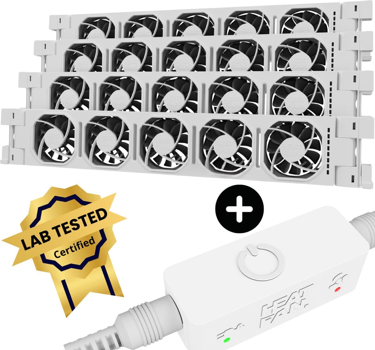Heatfan 5 Quattro set - Radiator Ventilator met Touch Sensor - Universele Maat - Zonder Geluid - Geschikt voor radiator 240 tot 310cm - Wit