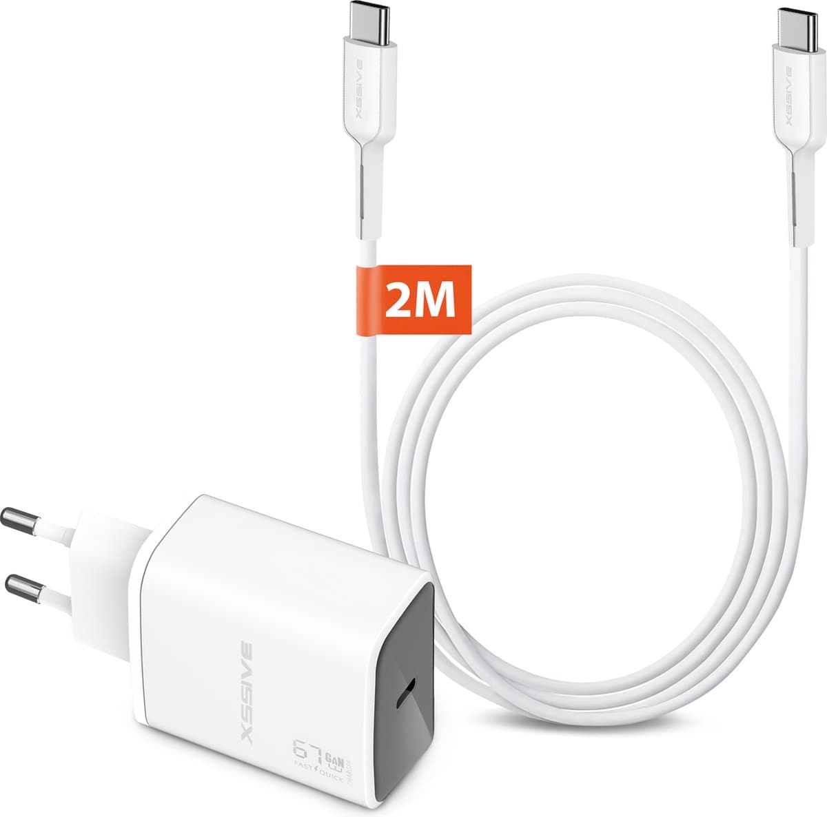Xssive 65W Originele Super Snellader - Geschikt voor iPad Air, Pro, iPhone 16, 15 en MacBook Air - 2 Meter Oplader Kabel