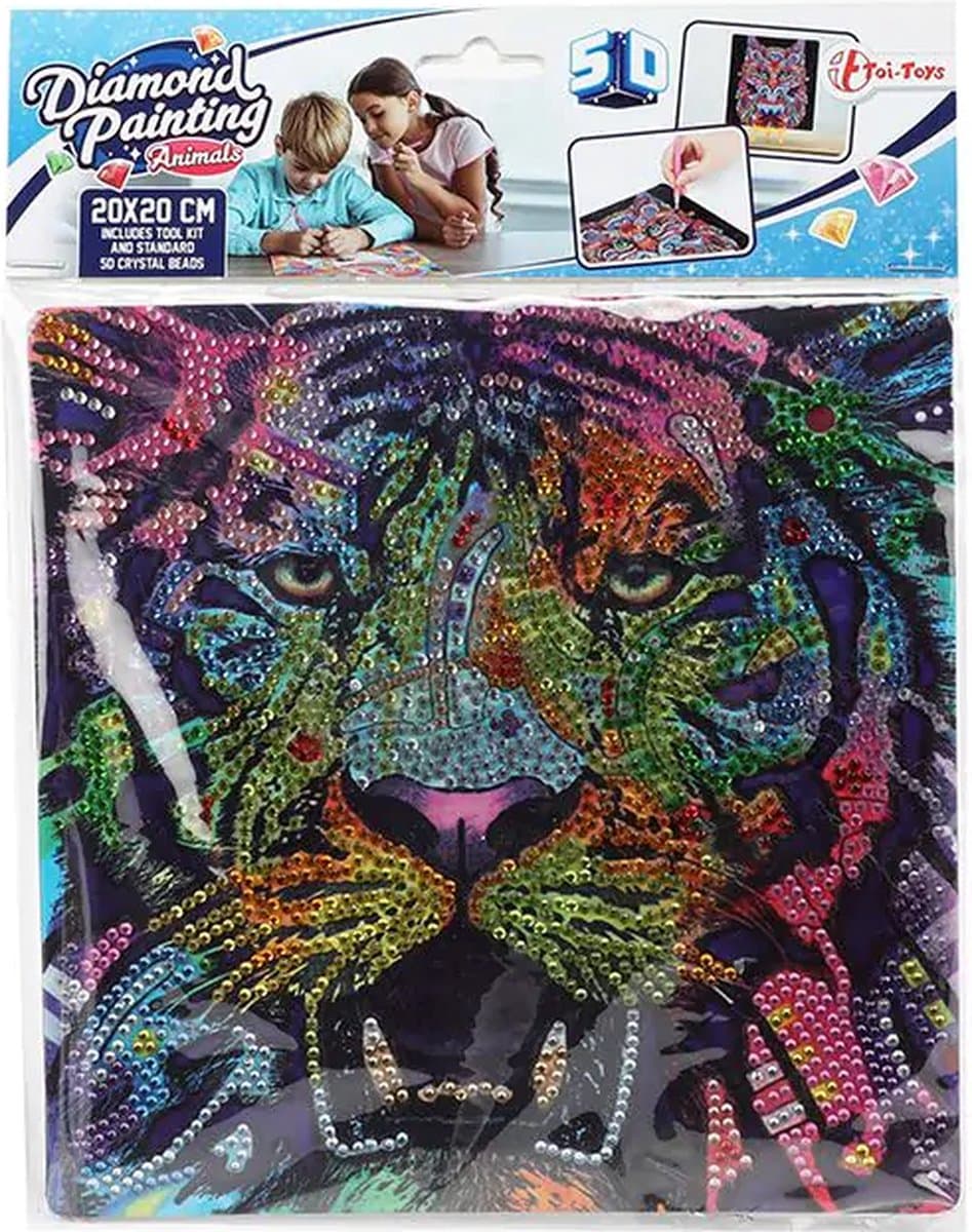 Toi Toys - Diamond painting - Tijger - Dieren - Creatief - extra glans - 20 x 20cm - complete set