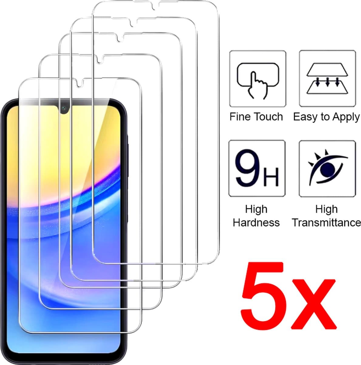 5x Screenprotector Samsung Galaxy J5 2017 (J530) - Krasbestendig Beschermglas, Gehard Glas Schermbeschermer