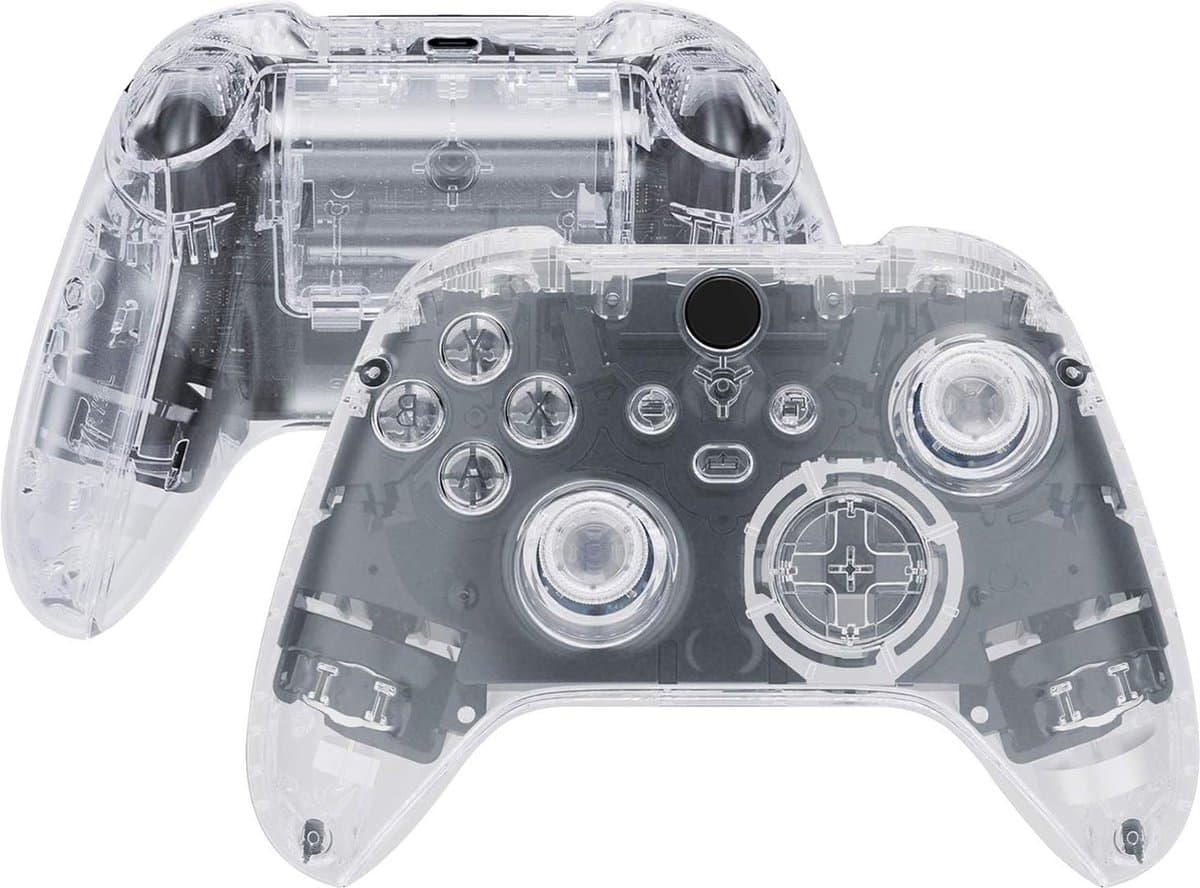 oCreon Transparante Behuizing Set voor Xbox Series - X/S Controller met Knoppen en Zijrails