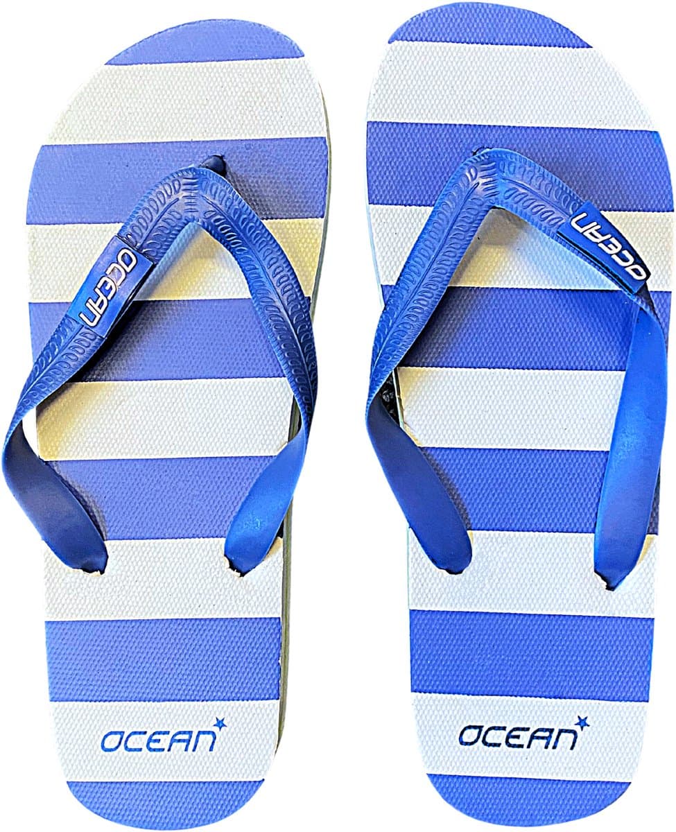 Streep slippers blauw - maat 40