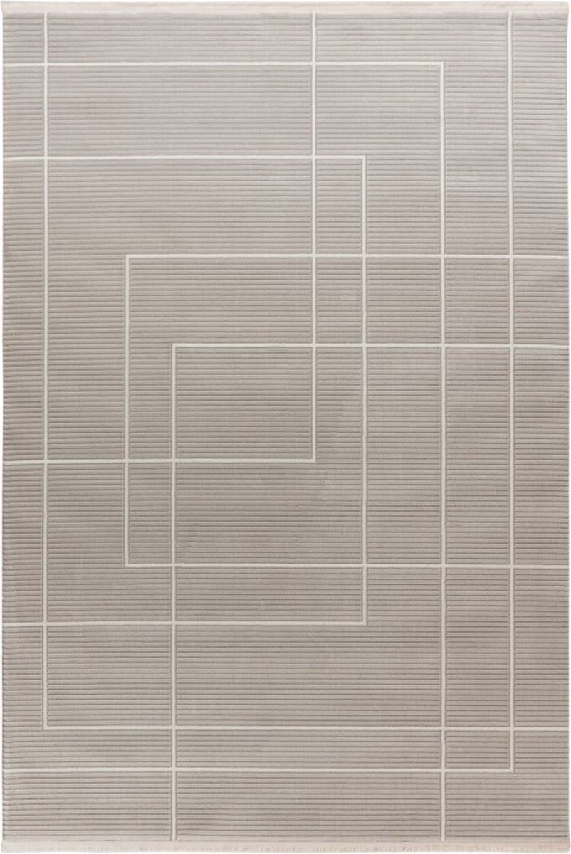 Basic Home Abstract Vloerkleed - Laagpolig Tapijt - Soft Touch - Effen - Lichtgrijs- 80x150 CM
