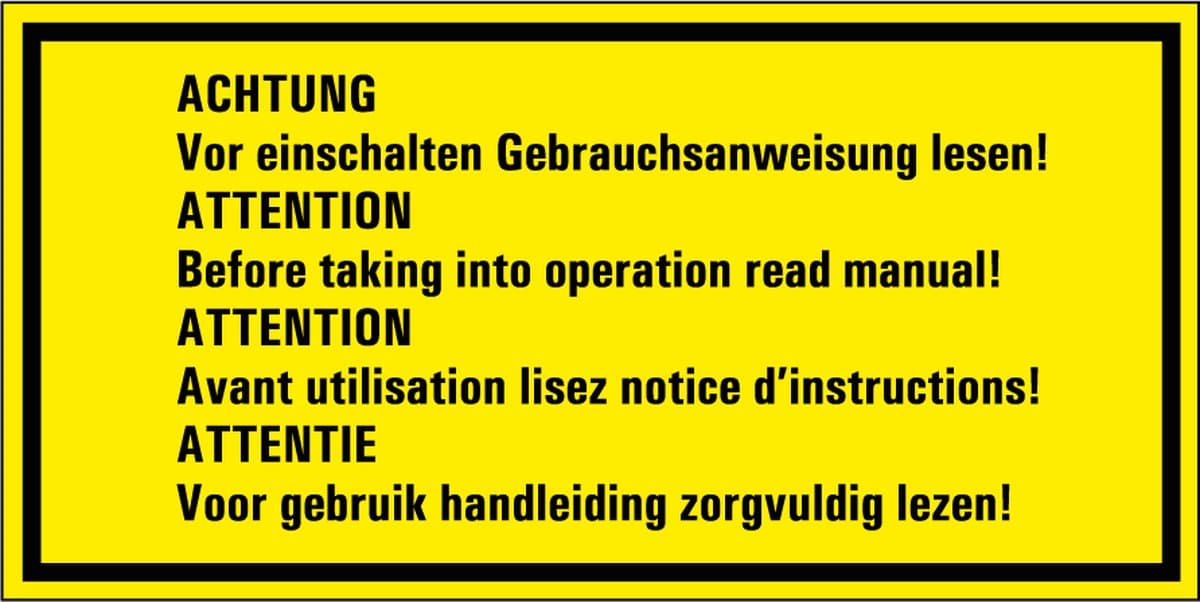 Magneetsticker handleiding lezen voor gebruik sticker, 4 talen 400 x 200 mm