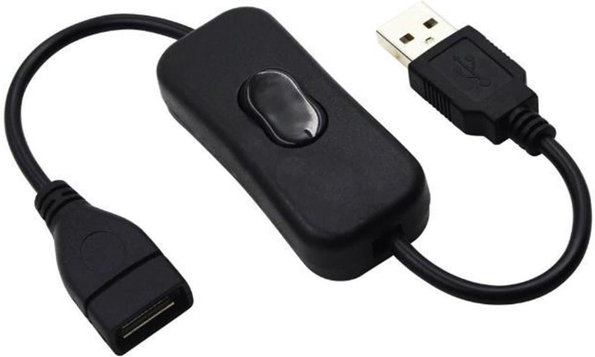 USB verlengkabel - Met schakelaar - USB A - 2.0 - Zwart - Allteq