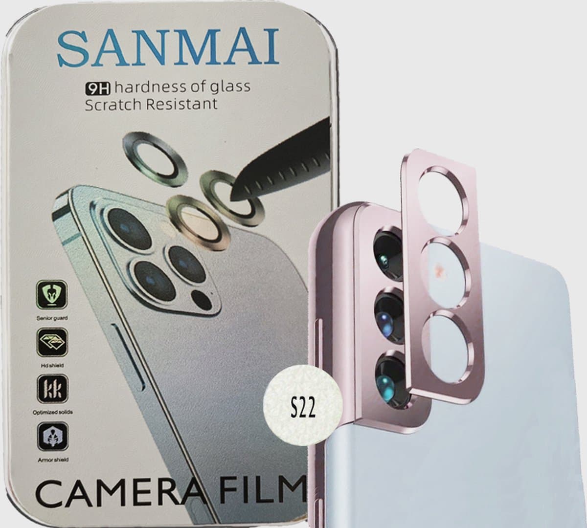 Metalen Camera Lens Protector Voor Samsung Galaxy S22 Aluminium Camera Cover Frame Roze - 2STUKS