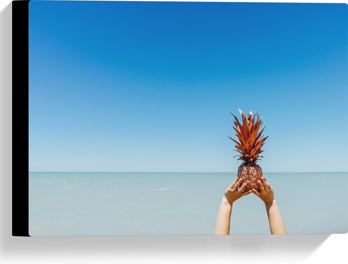 Canvas - Ananas boven de Zee - 40x30 cm Foto op Canvas Schilderij (Wanddecoratie op Canvas)