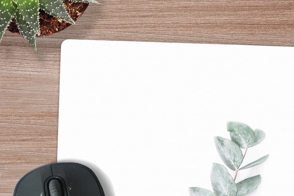 Muismat XXL 60x60 cm - Bureau onderlegger - Bureau mat Plant - Groen - Natuur - Wit - Bureaumat - Gaming mousepad xl - Bureaulegger groot - Computer deskmat