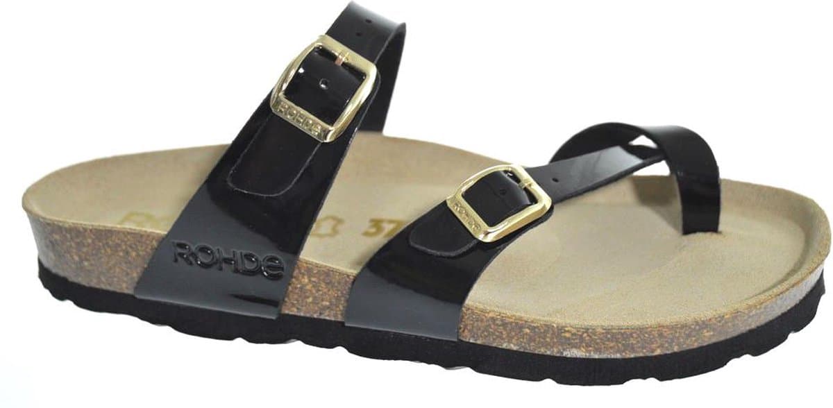 Rohde Teenslippers zacht voetbed Zwart Lak - 5594-91 - Maat 42