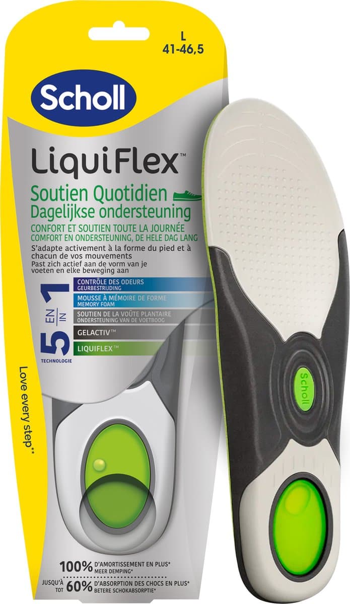 Scholl LiquiFlex Inlegzolen Dagelijkse Ondersteuning - Large - Maat 41-46,5 - 1 paar