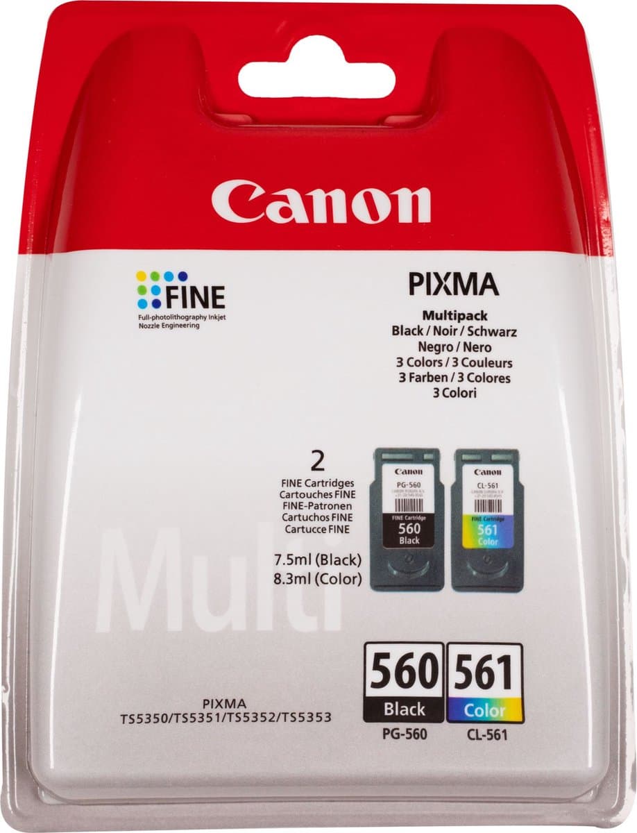 Canon PG-560 & CL-561 - Inktcartridge + Retourzakje - Origineel - Standaard capaciteit - Zwart en Kleur