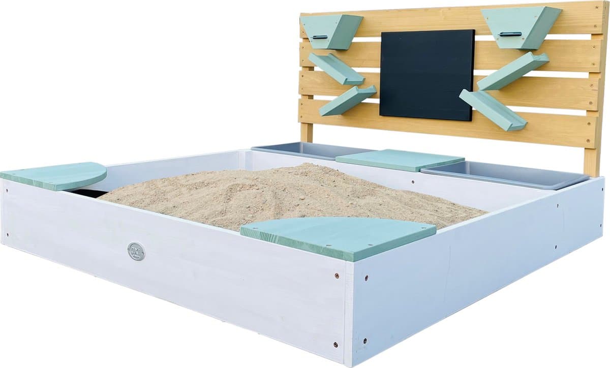 AXI Cato zandbak met zand & waterbakken en Speelwand Wit/groen - Zand & Water - Inclusief afdekzeil en gronddoek - 10 jaar garantie!