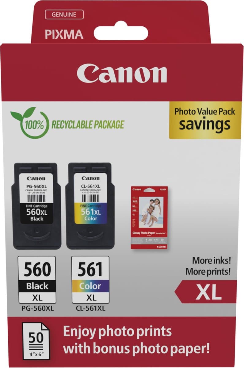 Canon PG-560XL/CL-561XL - Inktcartridge - Origineel - Hoge capaciteit - Zwart & Kleur