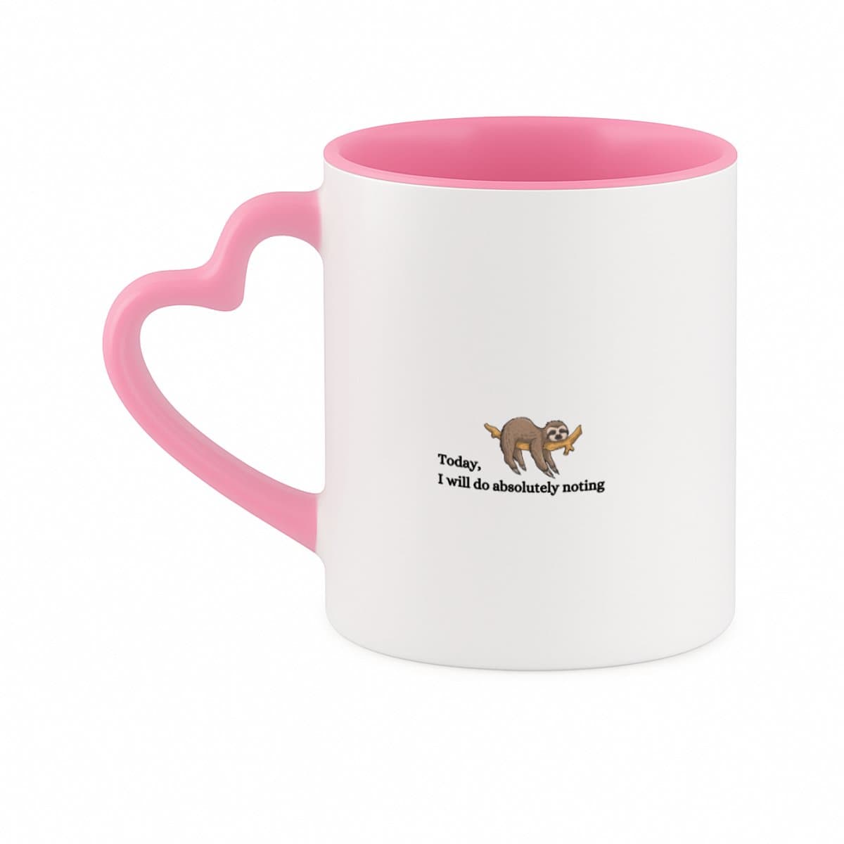 Hacebo® - today I will do absolutely nothing koffiebeker met hart oor roze - mensen die houden van quotes en niks doen - thee mok - koffie beker - ik ga lekker niks doen - quotes - verjaardagscadeau - verjaardag - koffiemok - 330 ML