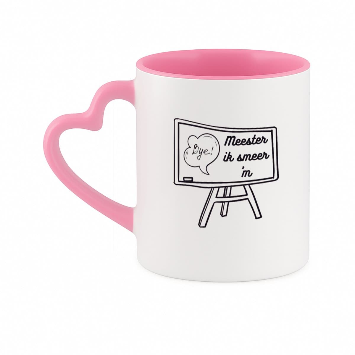 Hacebo® - Meester ik smeer ´m koffiebeker met hart oor roze - Meester - Meester - thee mok - koffie beker - Leraar - koffiemok - 330 ML