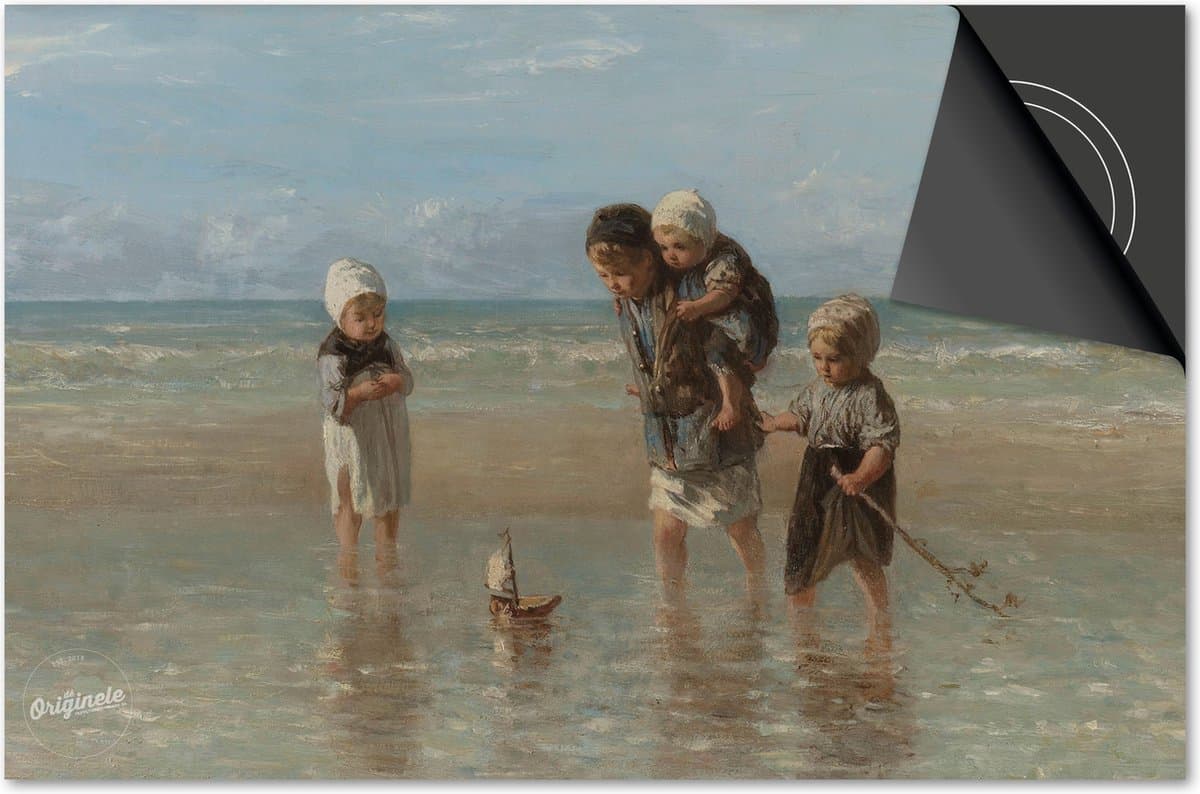 Inductie beschermer 78x52 - afdekplaat inductie mat - Dietrix Kookplaat beschermer - Exclusief - Oude Meesters - Jozef Israëls Kinderen der zee