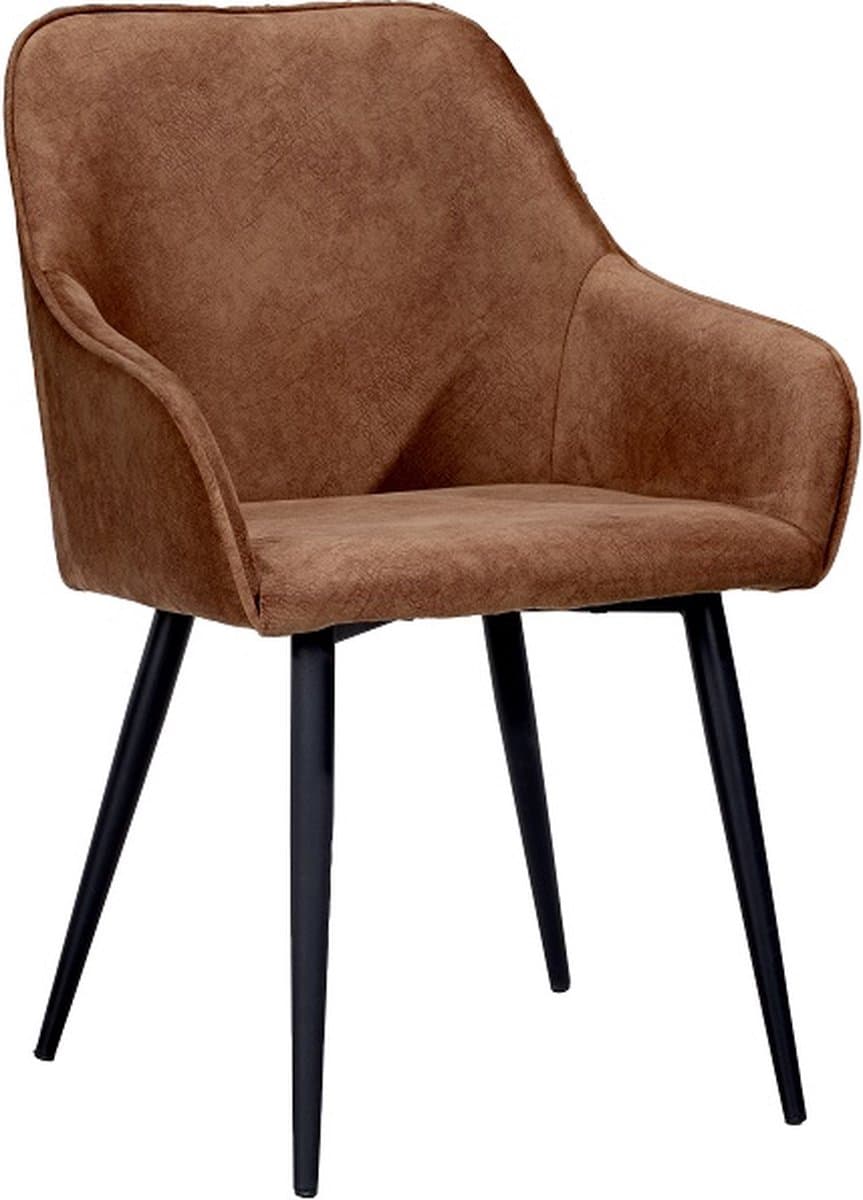 Soph & Tess - Florence Eetkamerstoel - Bruin - Set van 4 - Fluweel - Velvet - Industrieel - Met armleuning - Easy Clean Stoffen - Hoge Kwaliteit
