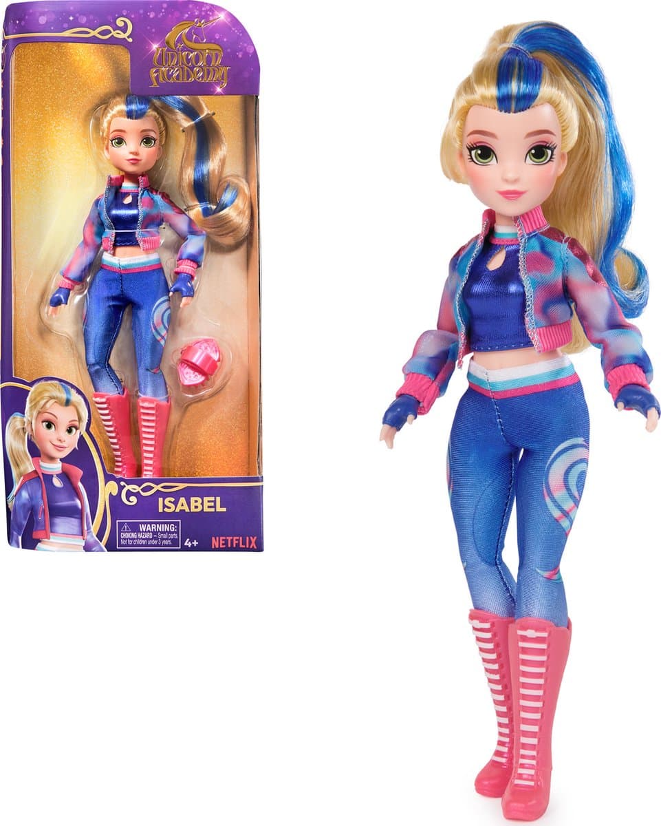 Unicorn Academy Modepop Isabel - 24 cm, blauwe highlights