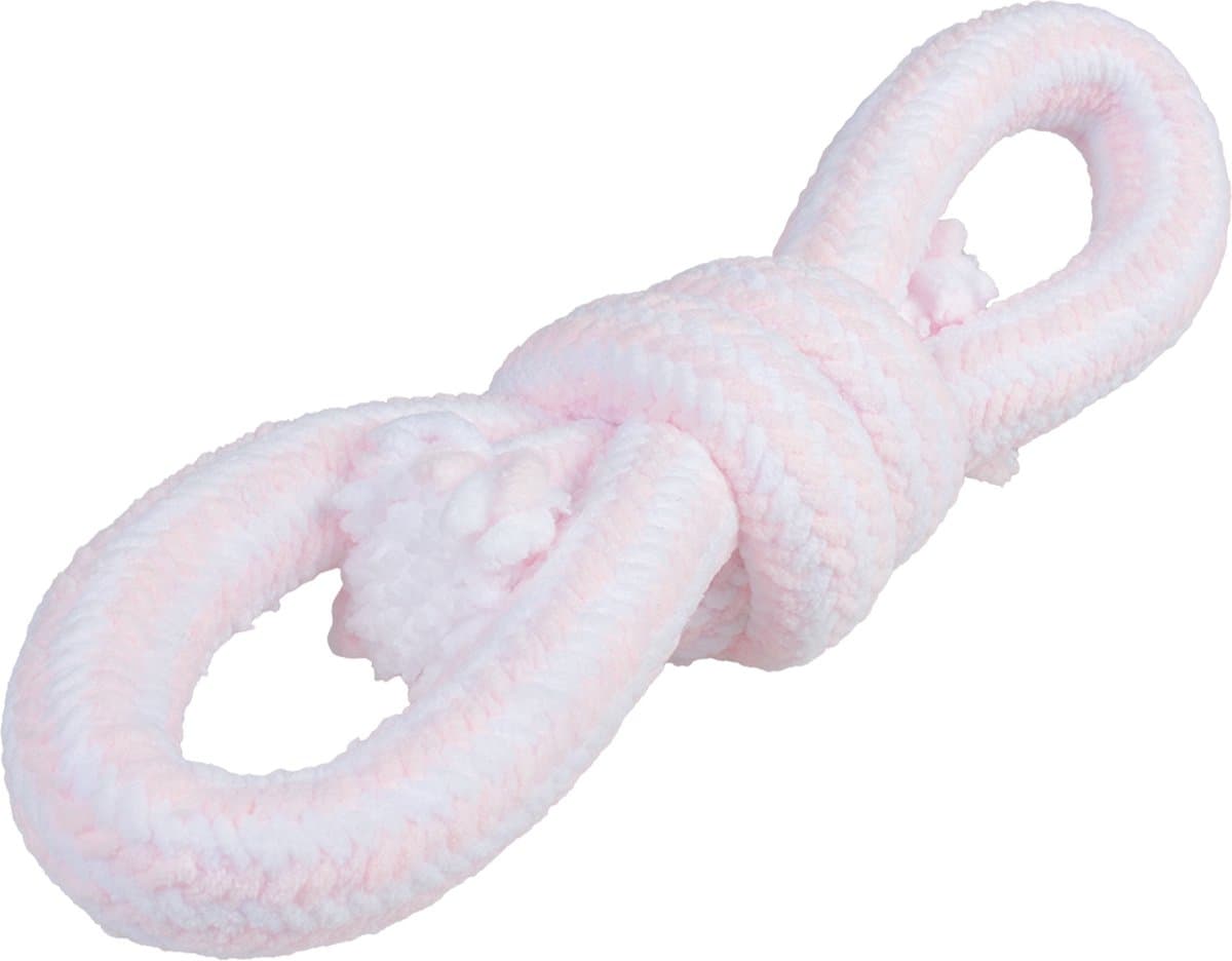 Duvoplus - Hond - Puppy Soft Touw Met 2 Lussen 28x8x8cm Roze/wit - 227157