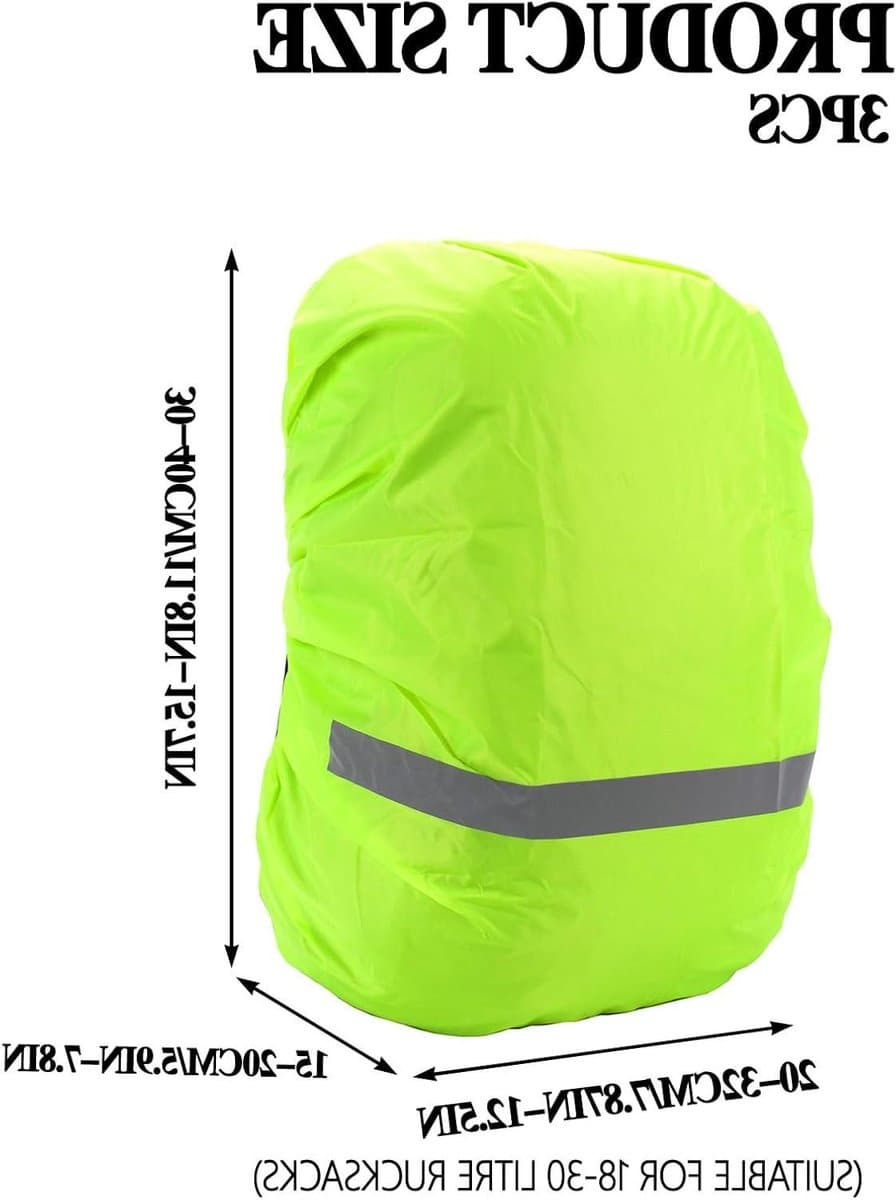 Regenhoezen Rugzak - Rugzakhoezen Waterdicht - Outdoor Bescherming - Reflecterende Strepen - 18-30L - Neongroen