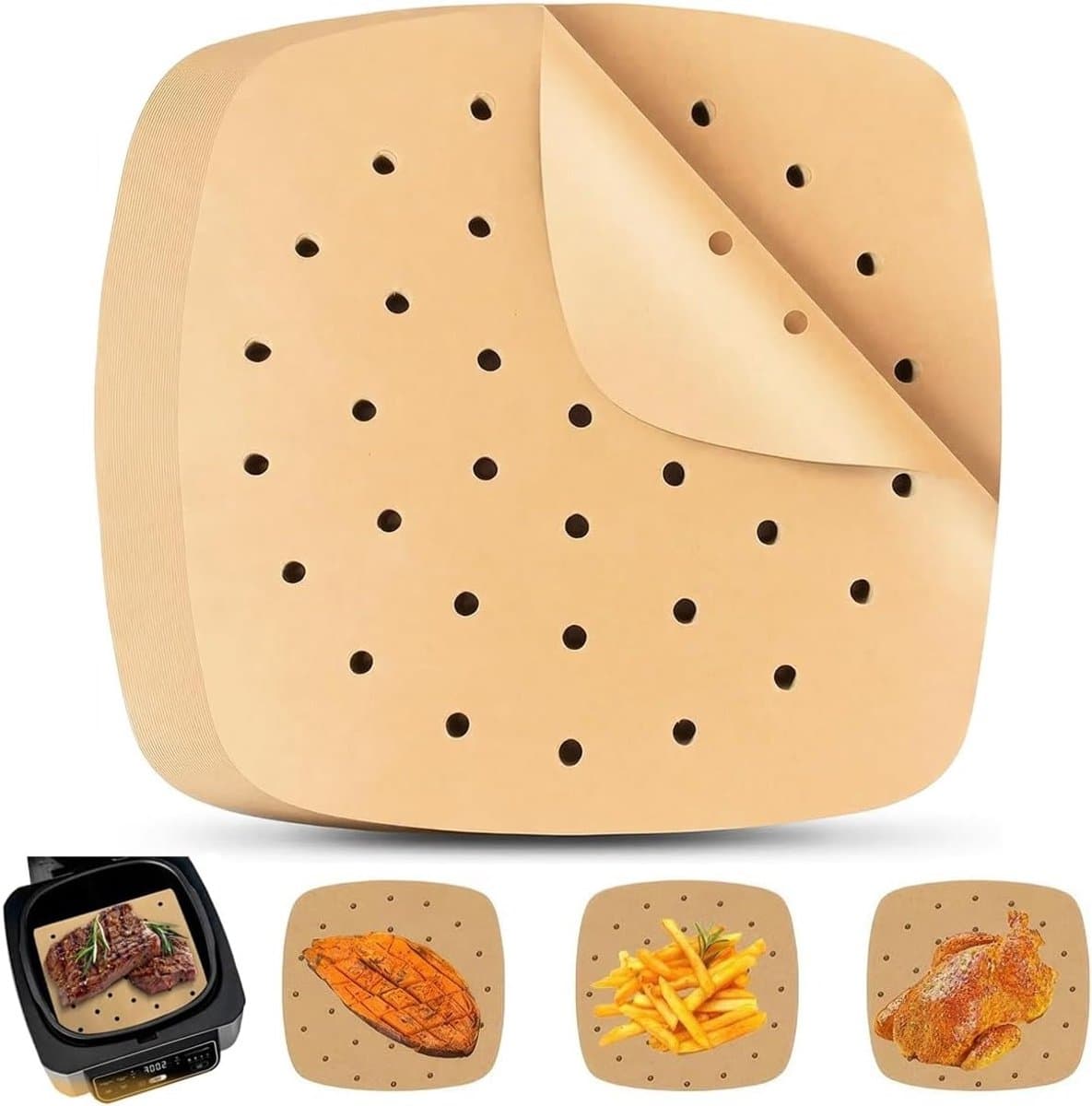 250 Stuks Bakpapier voor Airfryer - Perfect voor Casseroles, Oven en Magnetron Gebruik