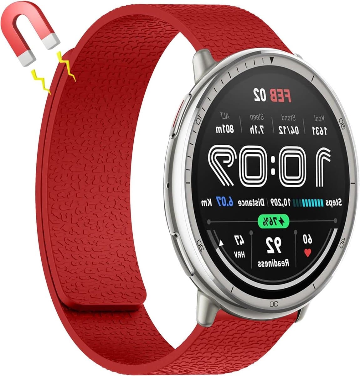 20mm Silicone Magnetische Armband voor Smartwatches, Elastische Power Band, Geschikt voor GTR Mini, GTS 4 en Bip 3 Pro
