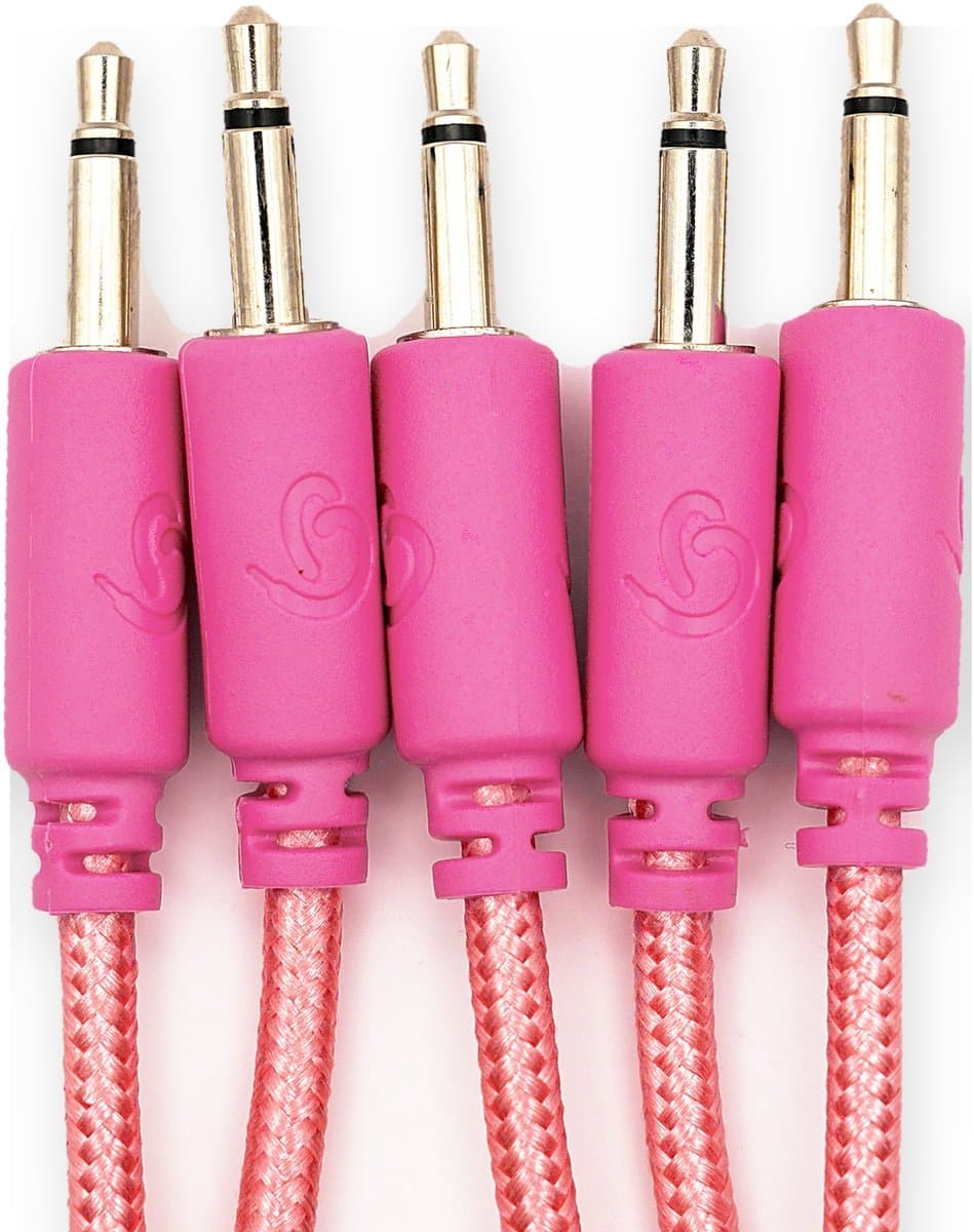 Bowl Modular Gevlochten Patchkabels 30 cm – Roze – 15 Stuks – Eurorack / Modular Synthesizer – 3,5 mm Mono Jack