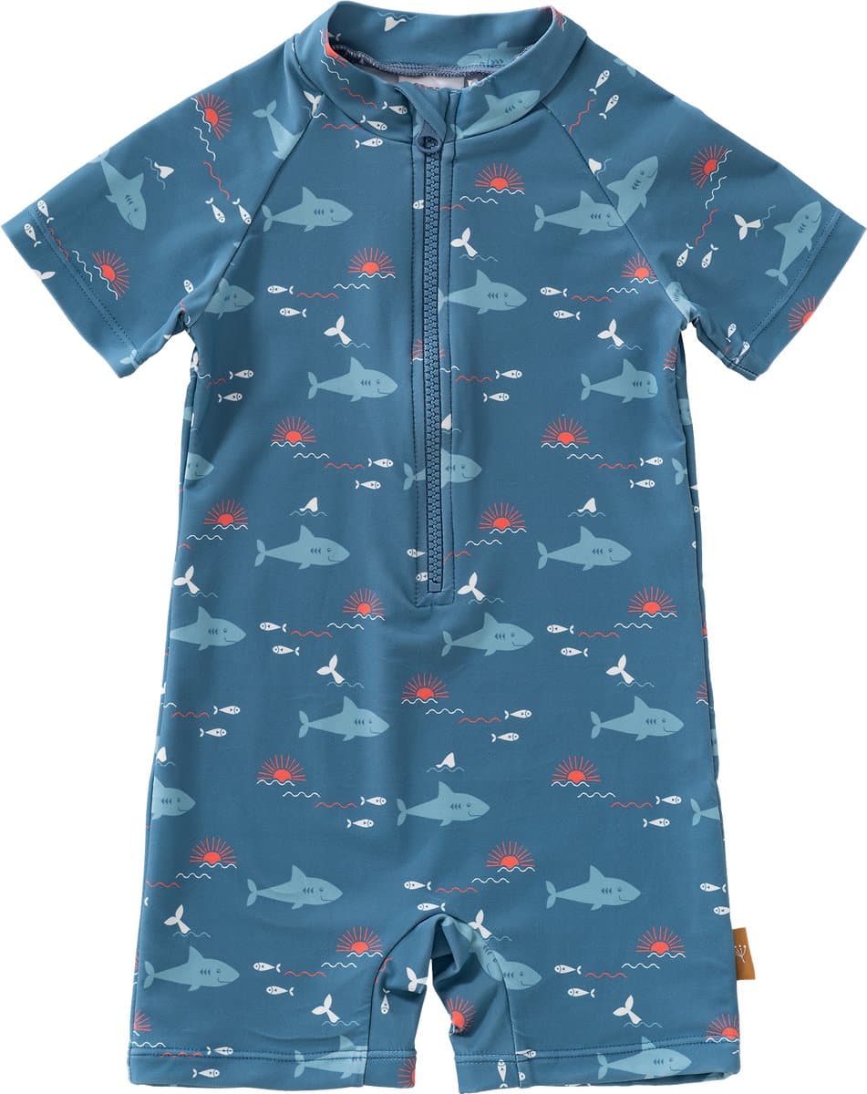 Fresk UV Zwempak 98 -Sneldrogende Zwemkleding voor Kinderen - UPF 50 - Zwemshirt voor Jongens - Zwempak met Korte Mouwen - Blauw - Shark