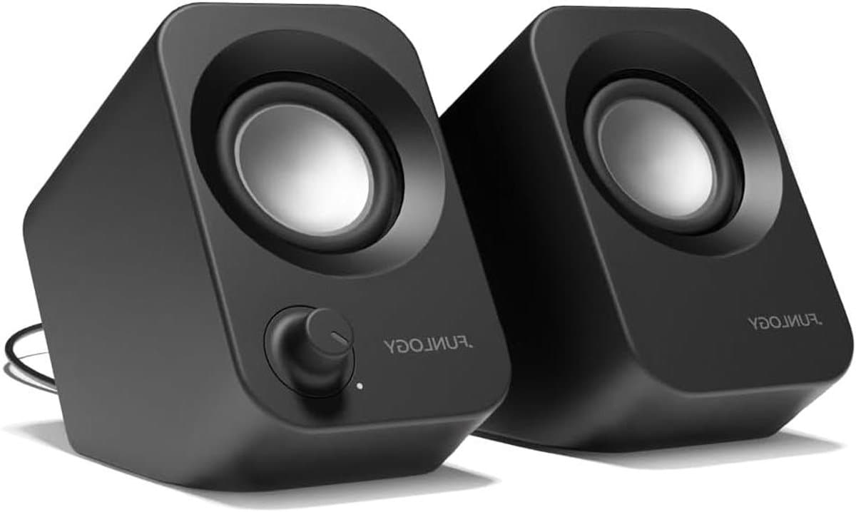 Stereo PC Speakers - Desktop Geluid - Muziek Luisteren - 30 Graden Kanteling - 14W Vermogen - Zwart