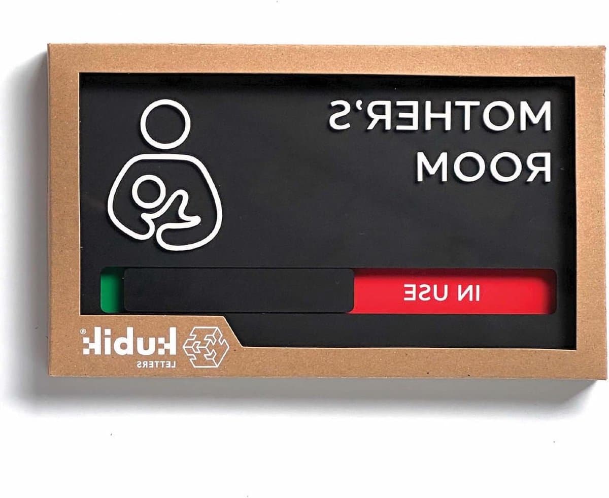Moederkamer Bord - Babykamer Status - Privacy Aangeven - Dubbelzijdig Schuifje - 22.75 x 13 cm - Zwart Satijn