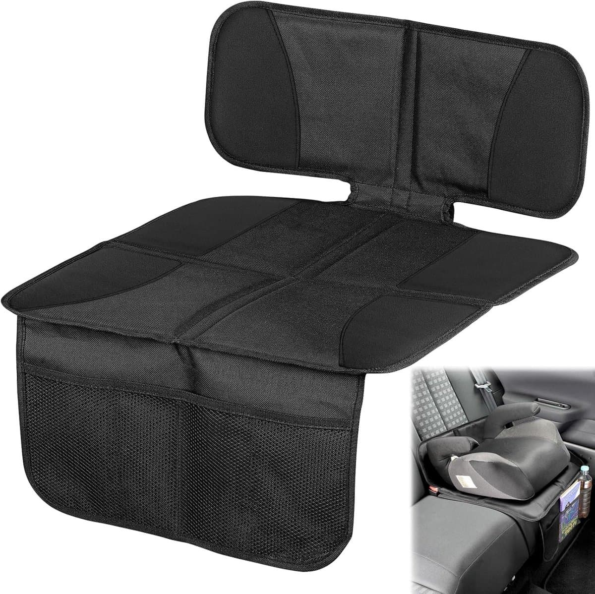 Zitplaatsbeschermer voor auto - Kinderzitje - Universeel compatibel - 600D Oxford - Antislip - Waterafstotend met mesh vakken - Zwart