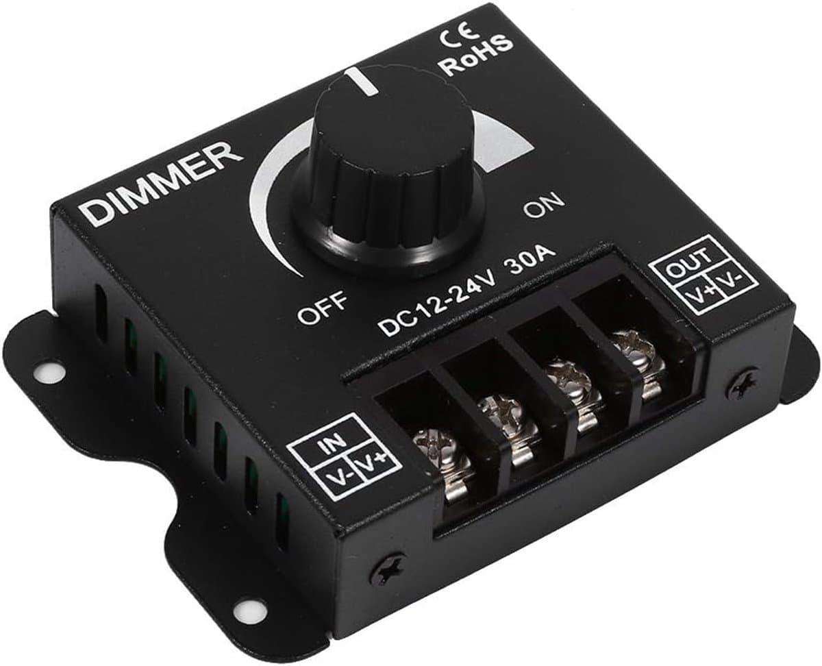 Led Dimmer Controller - Schakelaar Controller - Lichtsterkte Aanpassen - Handmatige Bediening - 12-24V 30A - Zilver